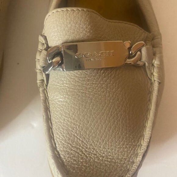 Coach Women's Loafer Olive A7751 Saddle Tan Pebble Leather Flat Shoes  Size 9 - Picture 4 of 8